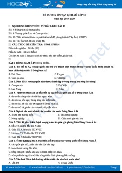 Đề cương ôn tập môn Lịch Sử lớp 10 năm 2019-2020