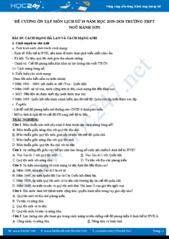 Đề cương ôn tập môn Lịch Sử 10 năm học 2019-2020 Trường THPT Ngũ Hành Sơn
