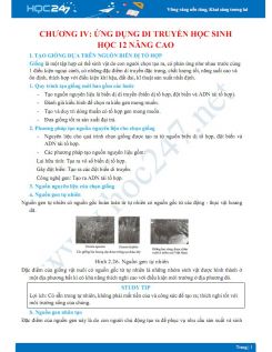 Tổng ôn lý thuyết và các vấn đề cần lưu ý Chương IV - Ứng dụng di truyền học Sinh học 12 nâng cao