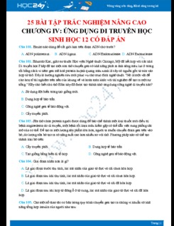 25 Bài tập trắc nghiệm nâng cao Chương IV - Ứng dụng di truyền học Sinh học 12 có đáp án