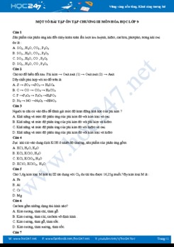 Một số bài tập ôn tập Chương III môn Hóa học 9 năm 2019-2020