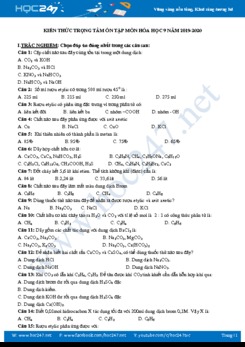 Kiến thức trọng tâm ôn tập môn Hóa học 9 năm 2019-2020
