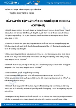 Bài tập ôn tập môn Vật lý 8 do nghỉ dịch Corona (Covid-19) trường THCS Trường Chinh