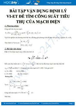 Bài tập vận dụng Định lý Viet để tìm công suất tiêu thụ của mạch điện năm 2020