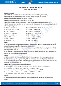Đề cương ôn tập môn Hóa học 9 năm học 2019-2020 Trường THCS Văn Nhân