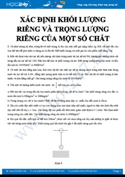 Chuyên đề bài tập Xác định khối lượng riêng và trọng lượng riêng của một số chất