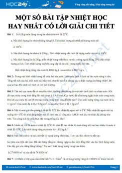 Một số bài tập Nhiệt học hay nhất có lời giải chi tiết môn Vật lý 8 năm 2020