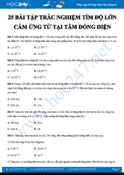 25 bài tập trắc nghiệm Tìm độ lớn cảm ứng từ tại tâm dòng điện môn Vật lý 11