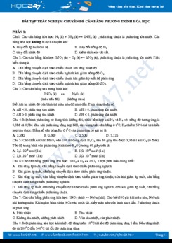 Bài tập trắc nghiệm Chuyên đề Cân bằng phương trình Hóa học môn Hóa 10 năm 2019-2020