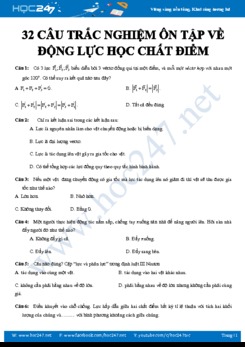 32 câu trắc nghiệm ôn tập về Động lực học chất điểm môn Vật lý 10 năm 2020