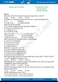 Bộ 5 đề kiểm tra 1 tiết môn Hóa học 8 năm 2019-2020 Trường THCS Văn Nhân