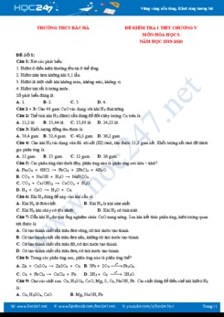 Bộ 5 đề kiểm tra 1 tiết Chương V môn Hóa học 8 năm 2019-2020 Trường THCS Bắc Hà
