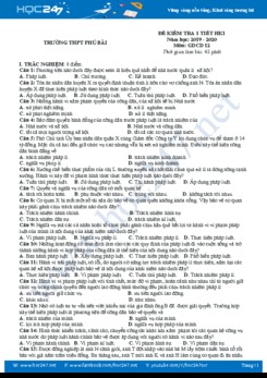 Đề kiểm tra 1 tiết môn GDCD 12 năm học 2019 - 2020 Trường THPT Phú Bài
