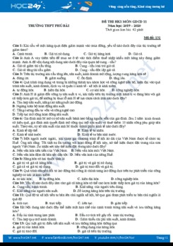 Đề thi HK1 môn GDCD 11 năm học 2019 - 2020 Trường THPT Phú Bài
