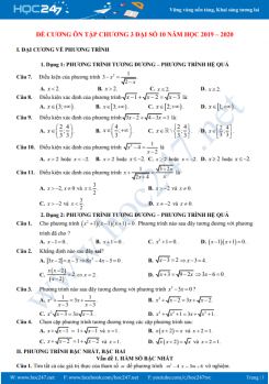 Đề cương ôn tập Chương 3 Đại số 10 năm học 2019 - 2020 Trường THPT Lê Xoay