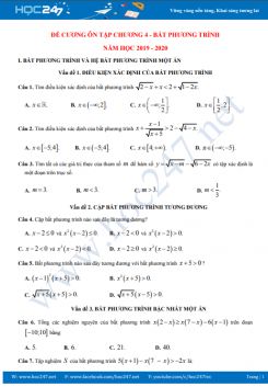 Đề cương ôn tập Chương 4 Đại số 10 năm học 2019 - 2020 Trường THPT Lê Xoay
