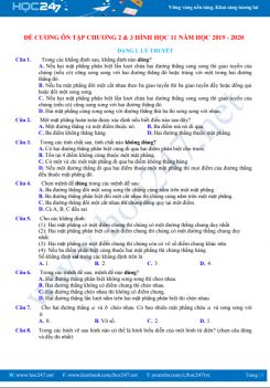 Đề cương ôn tập Chương 2 & 3 Hình học 11 năm học 2019 - 2020 Trường THPT Lê Xoay