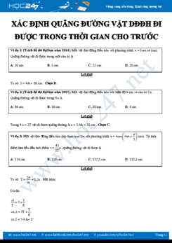 Bài tập trắc nghiệm Xác định quãng đường vật DĐĐH đi được trong thời gian cho trước