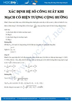 Dạng bài tập xác định Hệ số công suất khi mạch có hiện tượng cộng hưởng năm 2020