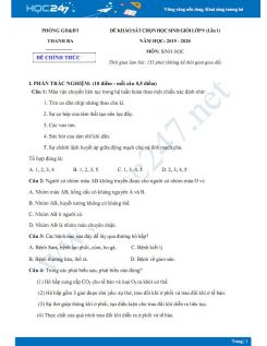 Đề thi HSG môn Sinh học lớp 9 năm 2019-2020 - Phòng GD&ĐT Thanh Ba lần 1