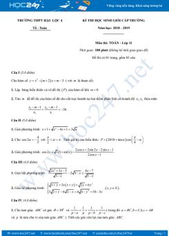 Bộ đề thi chọn học sinh giỏi môn Toán 11 năm học 2018 - 2019 có đáp án