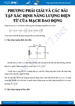 Phương phải giải và các bài tập xác định năng lượng điện từ của Mạch dao động