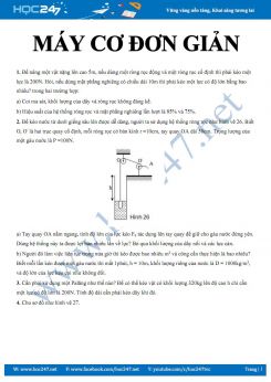 Các bài tập nâng cao về Máy cơ đơn giản bồi dưỡng HSG Vật lý 8 năm 2020