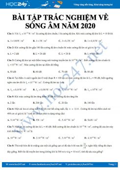 32 bài tập trắc nghiệm Vật lý 12 có lời giải chi tiết về Sóng âm năm 2020