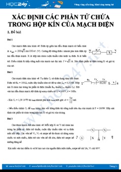 Bài tập Xác định các phần tử chứa trong hộp kín của mạch điện xoay chiều môn Vật lý 12 có đáp án
