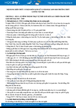 Nội dung kiến thức cơ bản môn Lịch Sử 12 năm học 2019-2020 Trường THPT Lương Văn Tri