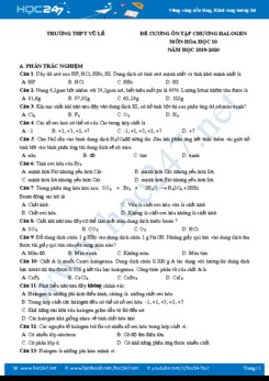 Đề cương ôn tập Chương Halogen môn Hóa học 10 năm 2019-2020 Trường ThPT Vũ Lễ