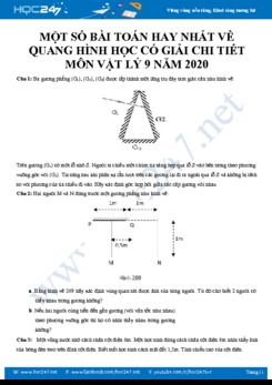 Một số bài toán hay nhất về Quang hình học có giải chi tiết môn Vật lý 9 năm 2020