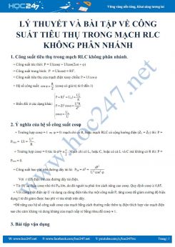 Lý thuyết và bài tập về Công suất tiêu thụ trong mạch RLC không phân nhánh môn Vật lý 12