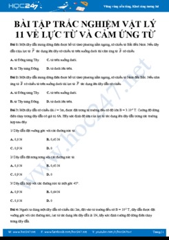 Bài tập trắc nghiệm Vật lý 11 có giải chi tiết về Lực từ và cảm ứng từ năm 2020