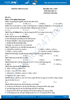 Bộ 10 đề kiểm tra 1 tiết môn Hóa học 11 năm 2019-2020 Trường THPT Playku