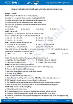 Các dạng bài tập chuyên đề Amin môn Hóa học 12 năm 2019-2020