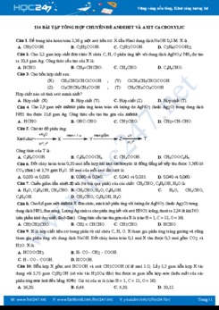 114 Bài tập tổng hợp chuyên đề Andehit và Axit cacboxylic môn Hóa học 12 năm 2019-2020