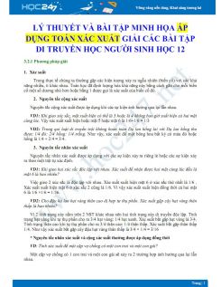 Lý thuyết và bài tập minh họa áp dụng Toán xác suất giải các bài tập Di truyền học người Sinh học 12