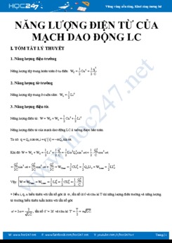 Lý thuyết và bài tập về Năng lượng điện từ của mạch dao động LC lí tưởng môn Vật lý 12