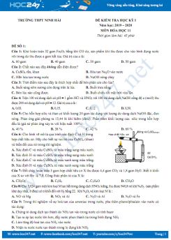 Bộ 4 đề kiểm tra HK1 môn Hóa học 11 năm 2019-2020 Trường THPT Ninh Hải
