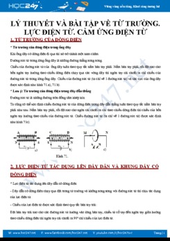 Ôn tập Lý thuyết và bài tập về Từ trường. Lực điện từ. Cảm ứng điện từ môn Vật lý 9 năm 2020