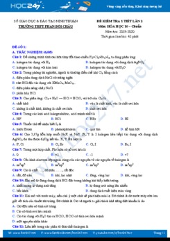 Bộ 3 đề kiểm tra 1 tiết lần 2 môn Hóa học 10 năm 2019-2020 Trường THPT Phan Bội Châu