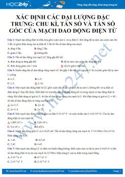 Xác định các đại lượng đặc trưng như Chu kì, tần số và tần số góc của mạch Dao động điện từ