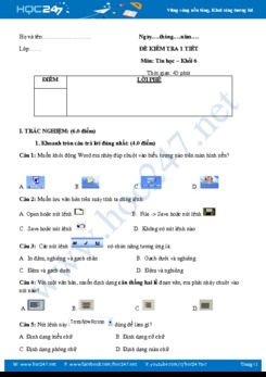 Bộ 3 Đề kiểm tra 1 tiết HK2 môn Tin 6 năm 2019