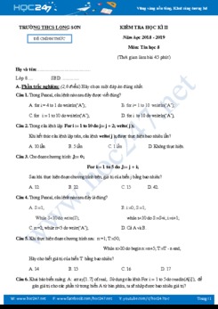 Đề thi HK2 môn Tin 8 năm 2019 Trường THCS Long Sơn có đáp án