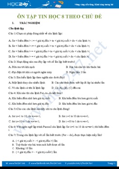 Bài tập ôn tập Tin học 8 theo chủ đề năm học 2019