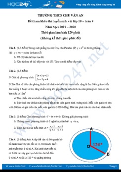 Đề thi thử tuyển sinh lớp 10 năm 2020 Trường THCS Chu Văn An