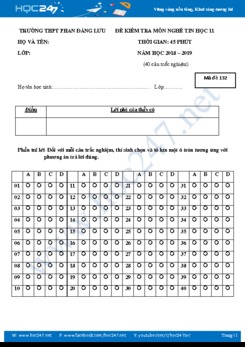 Đề kiểm tra môn nghề Tin học 11 năm 2019 Trường THPT Phan Đăng Lưu