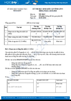 Đề thi HSG cấp tỉnh môn Tin 9 năm 2018 Sở GD&ĐT Bình Định
