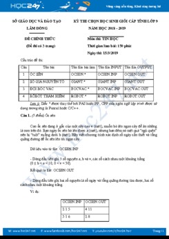 Đề thi HSG cấp tỉnh môn Tin 9 năm 2019 Sở GD&ĐT Lâm Đồng